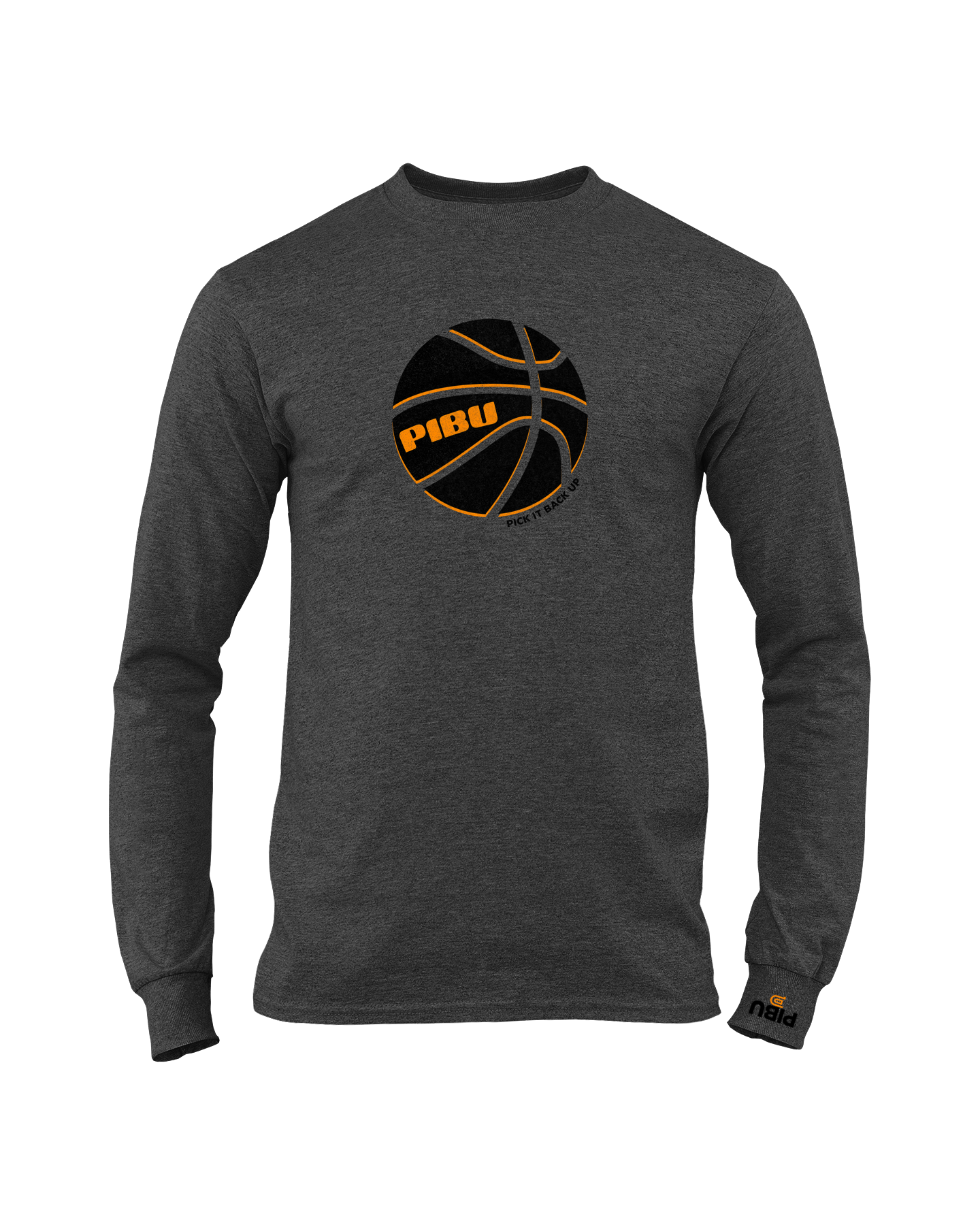 PIBU Basketball Outlined Long Sleeve - Orange