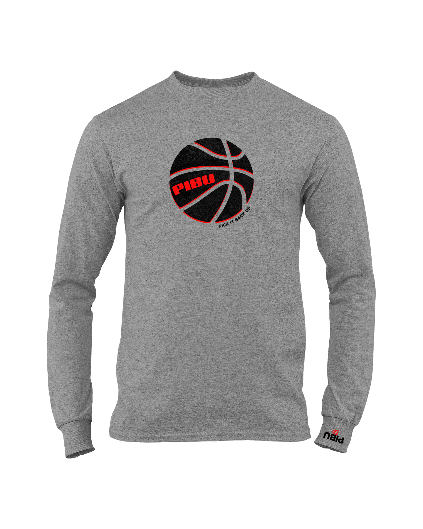 PIBU Basketball Outlined Long Sleeve - Red