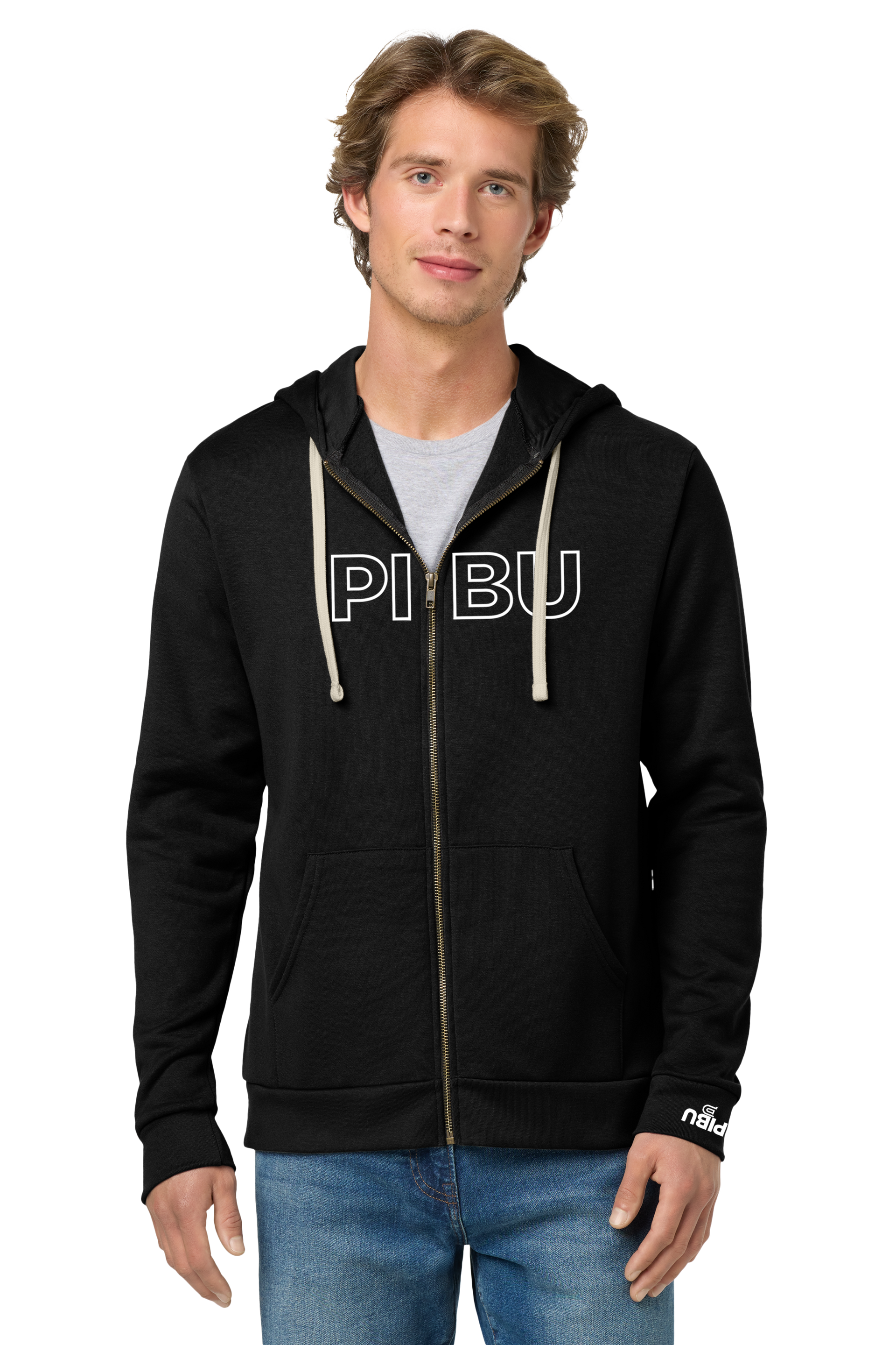 PIBU Coast Black Zip-Up Hoodie