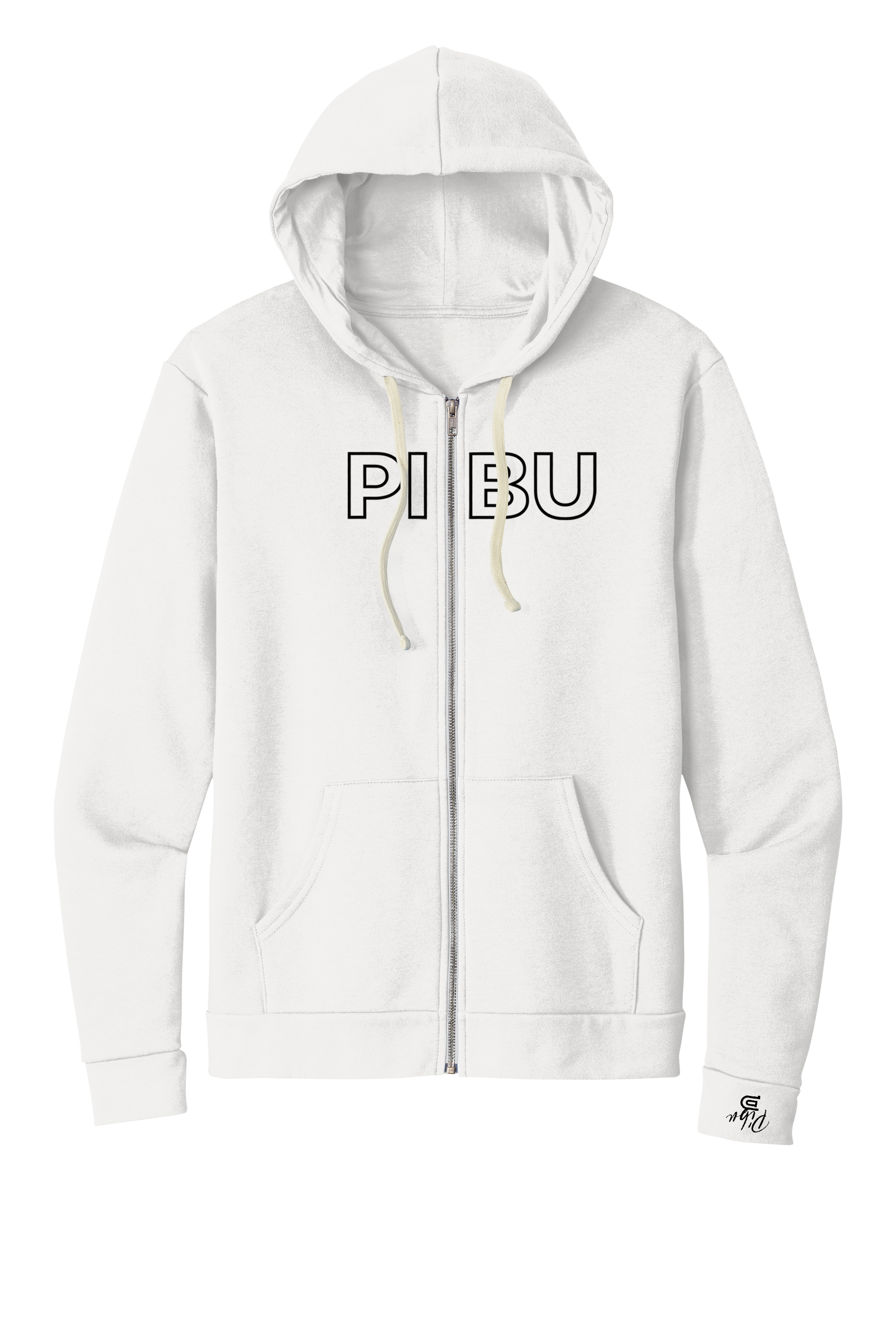 Women's PIBU Classic Outlined Coast Zip-Up Hoodie - White