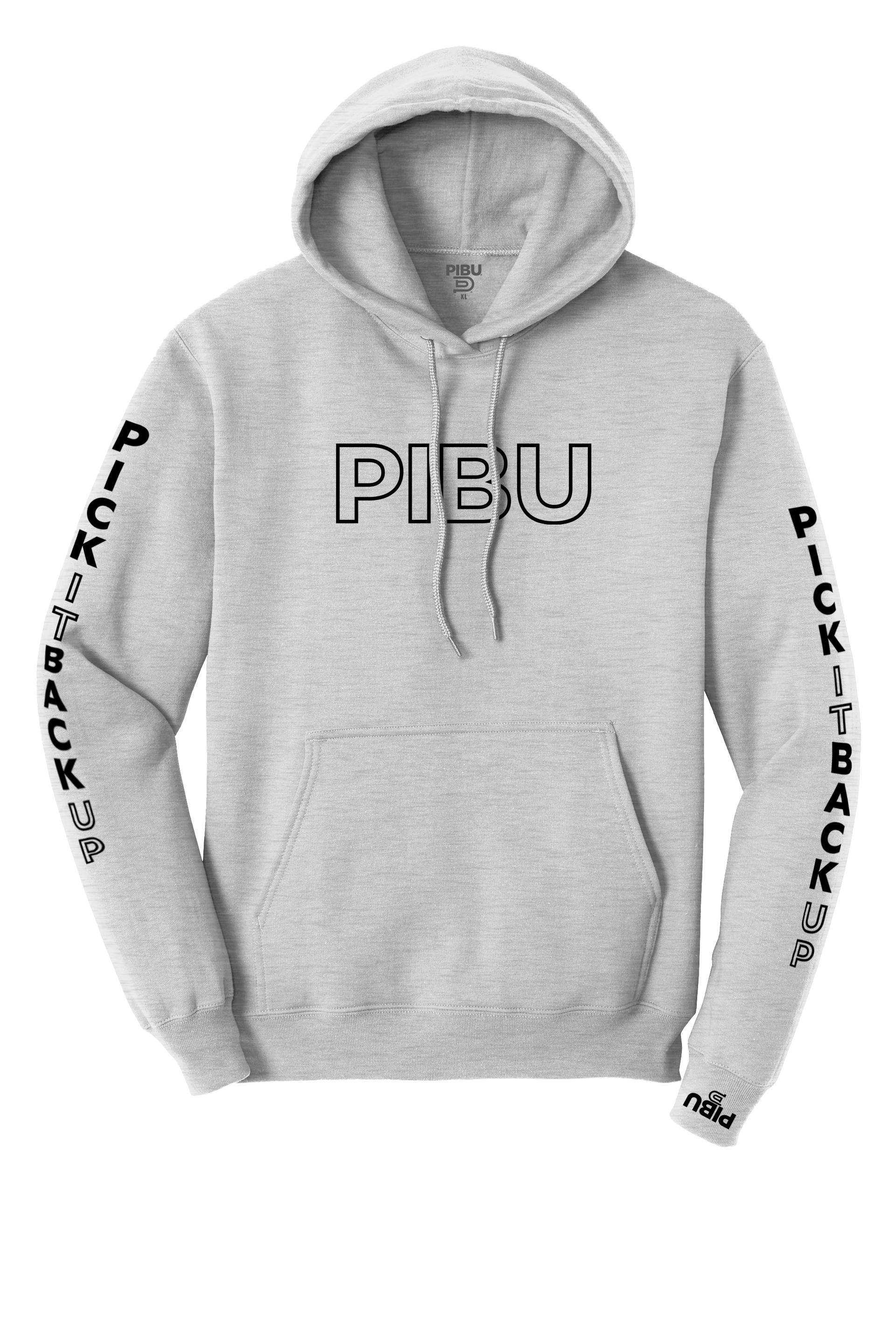 PIBU Sleeved Outlined Hoodie - Black