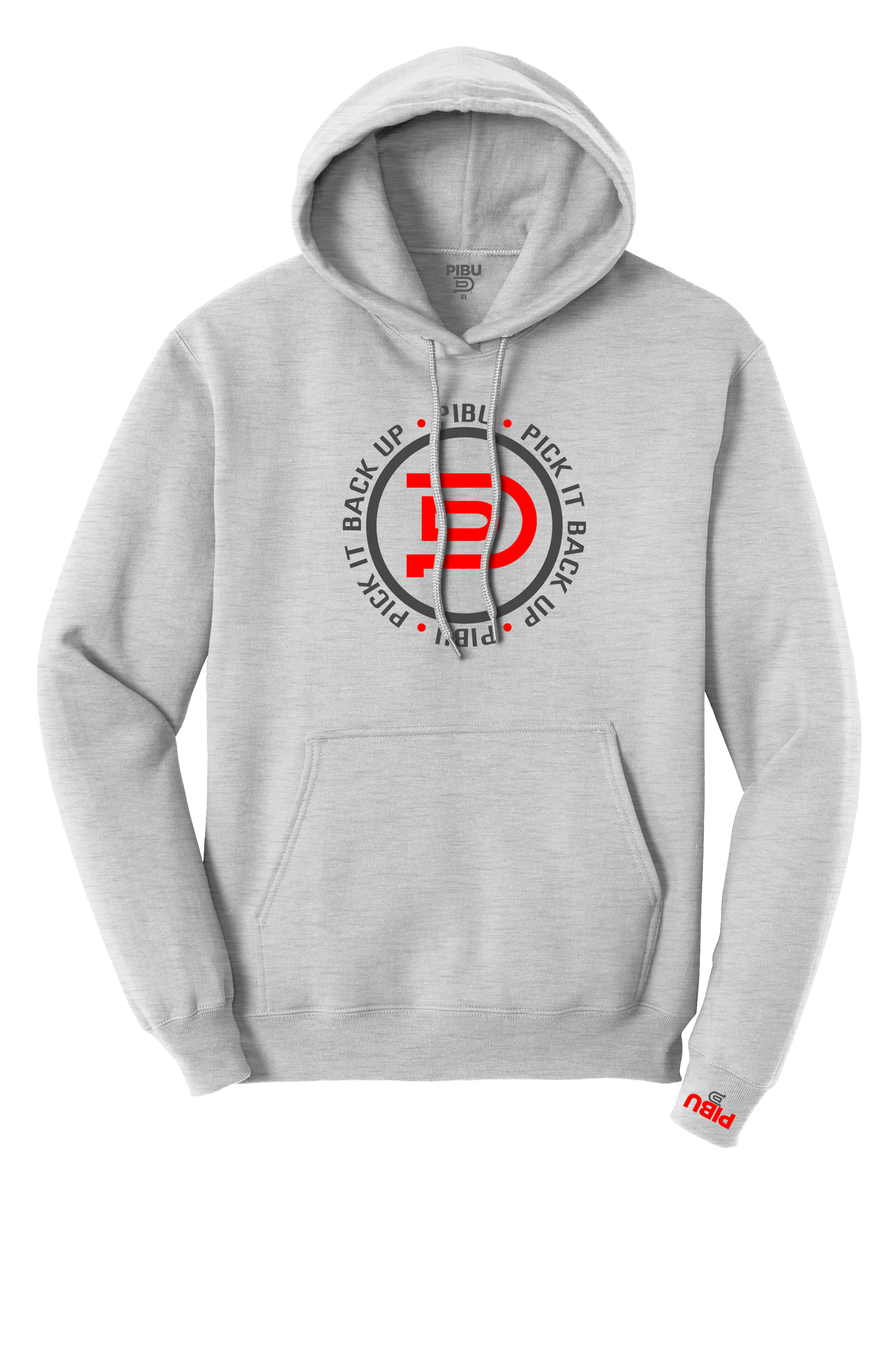 PIBU Circle Hoodie - Red and Gray