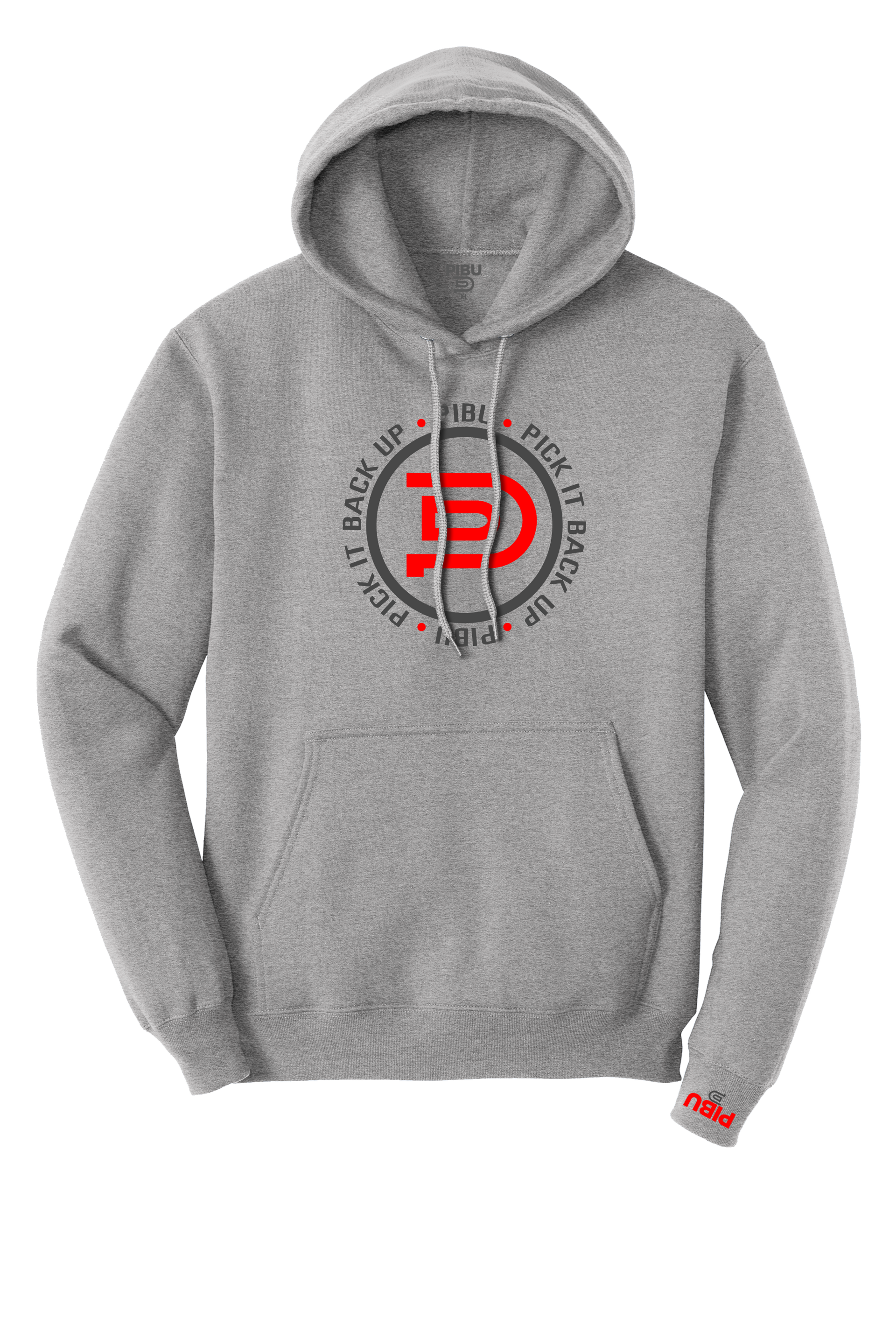 PIBU Circle Hoodie - Red and Gray
