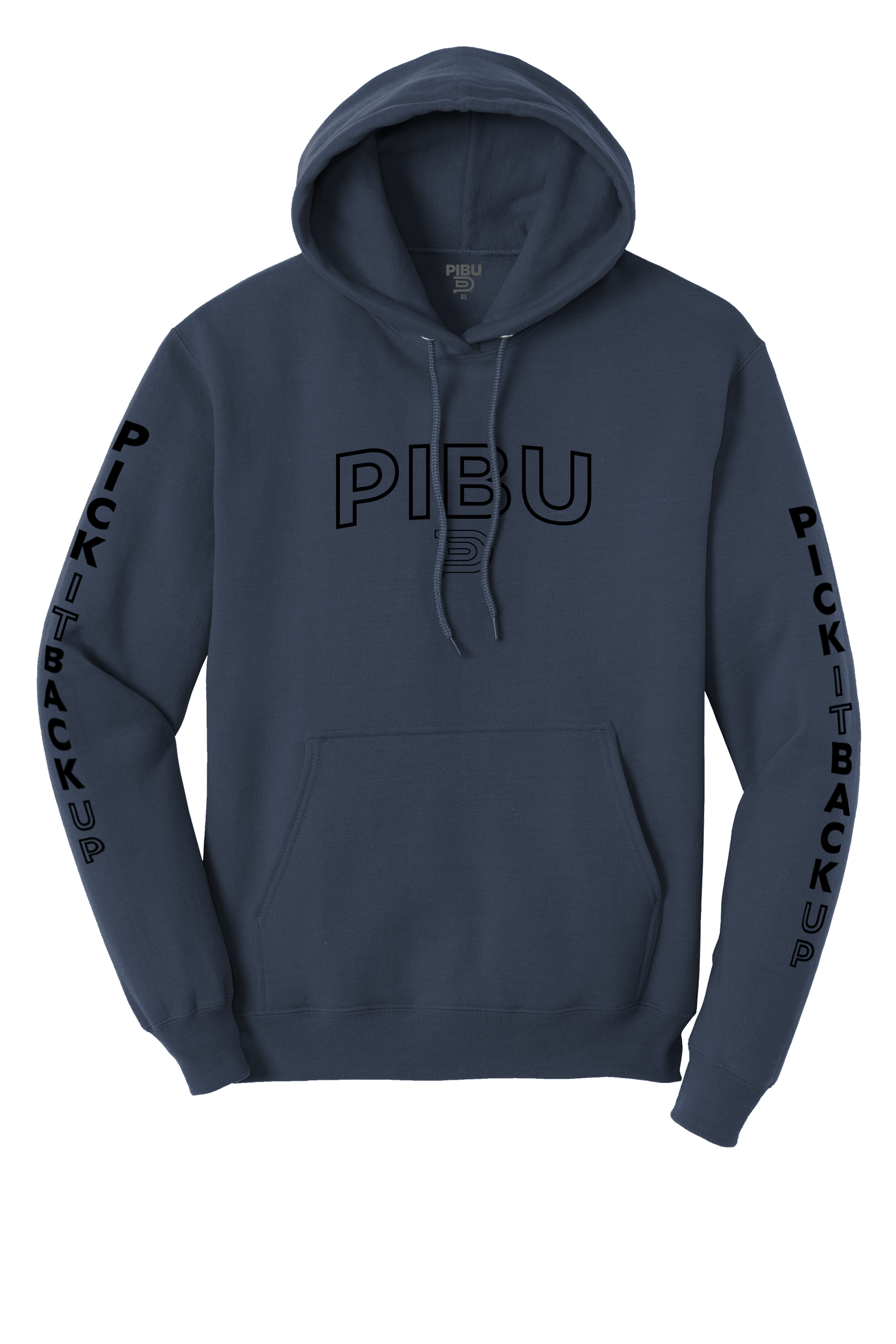 P1 Sleeved Outlined Hoodie - Black