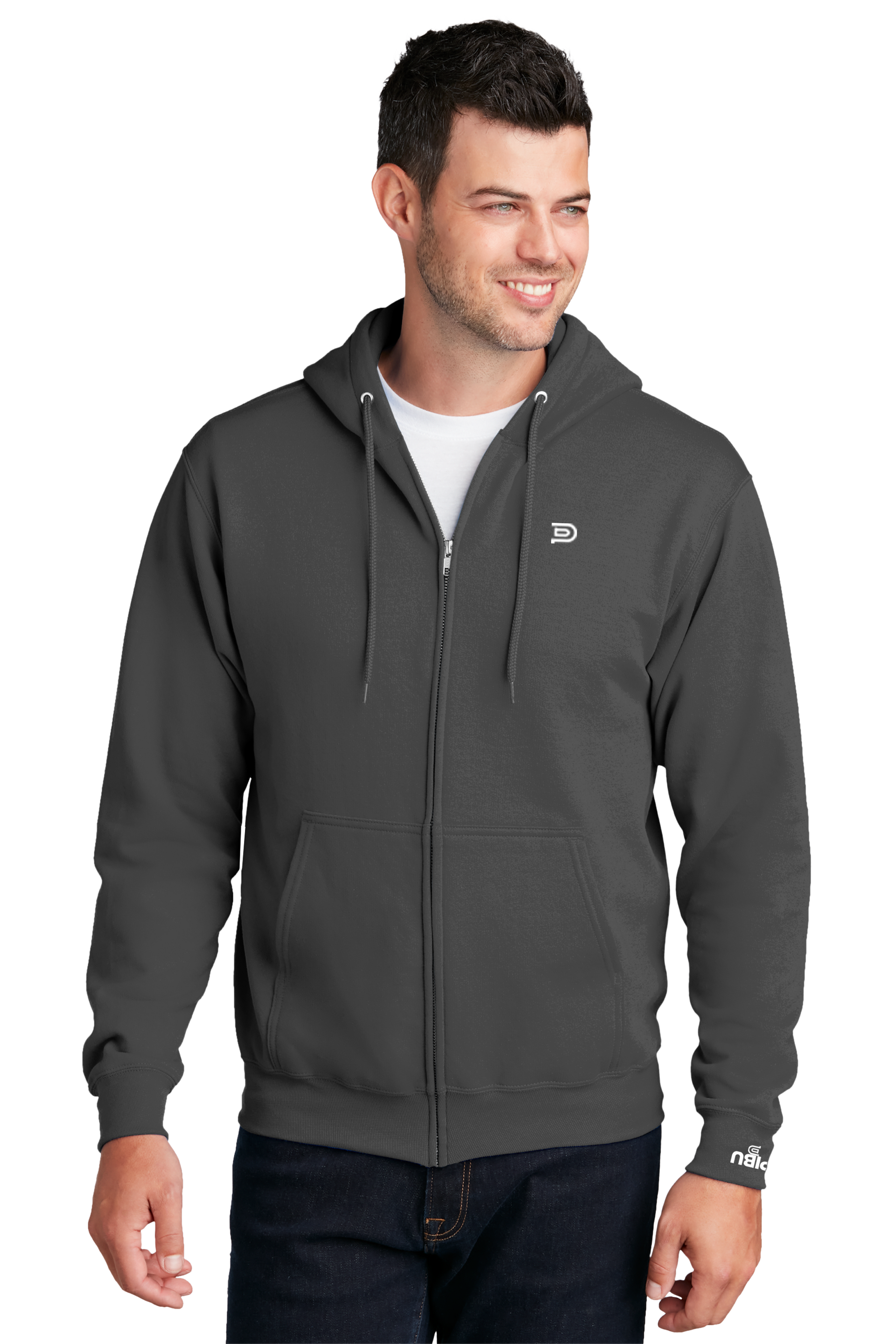 PIBU Zip-Up Hoodie - White Logo