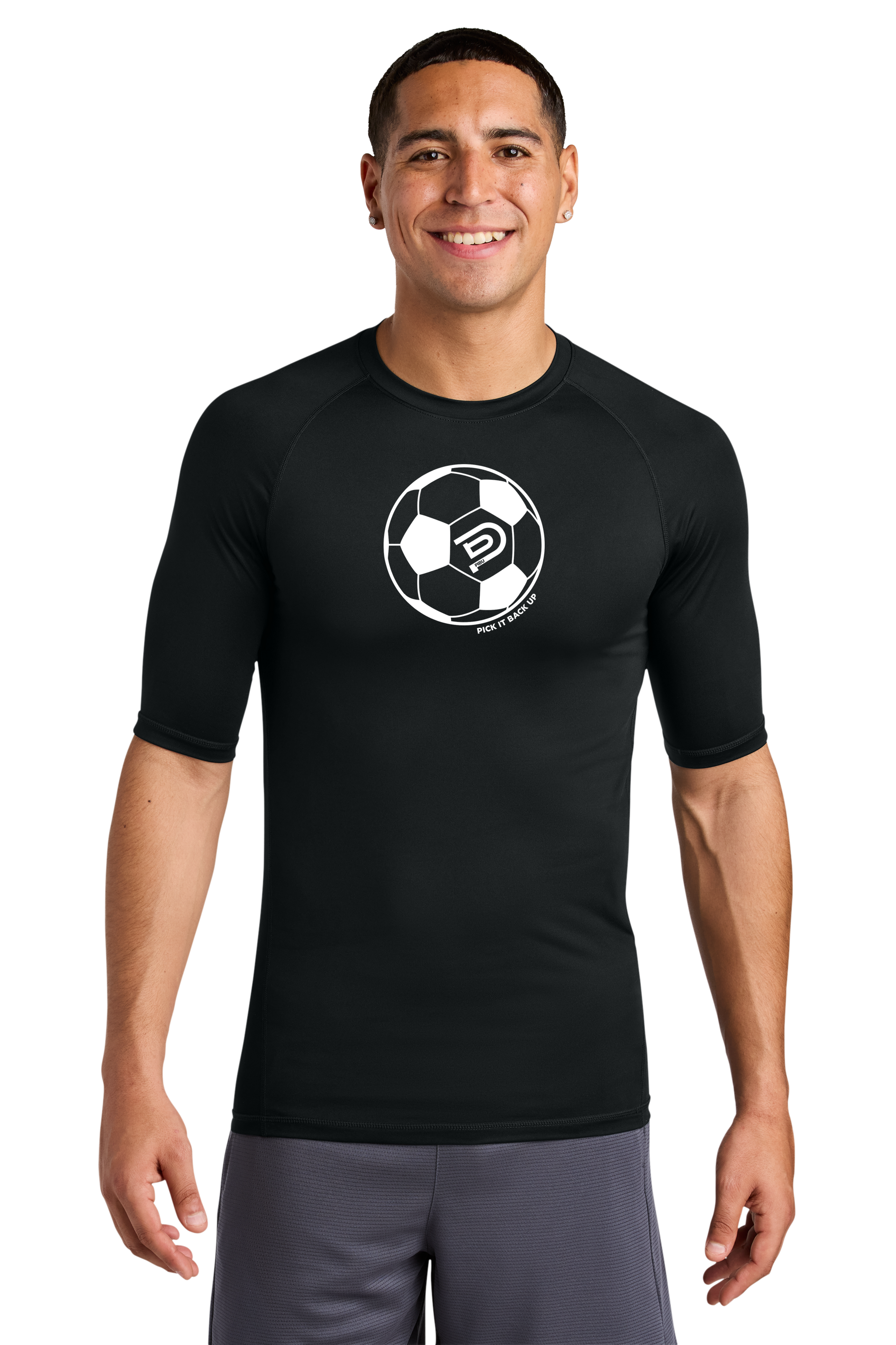 PIBU Soccer Ball Black Compression Shirt