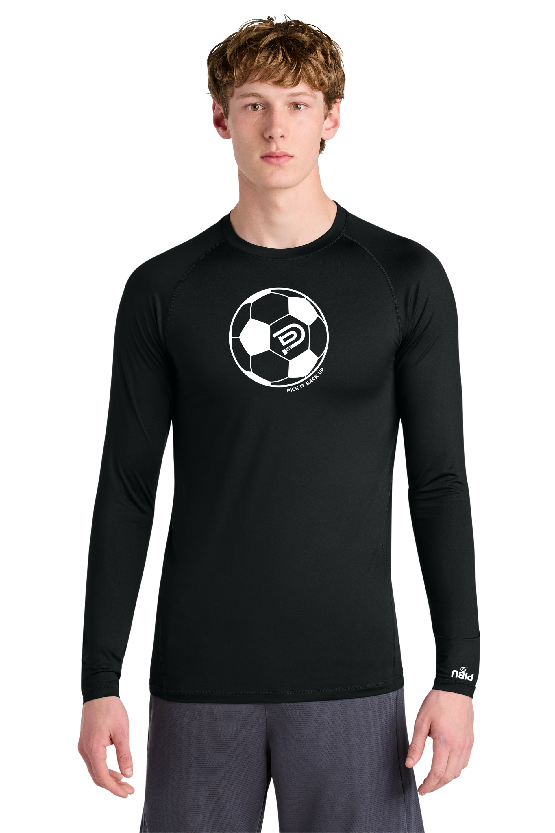PIBU Soccer Ball Black Compression Long Sleeve