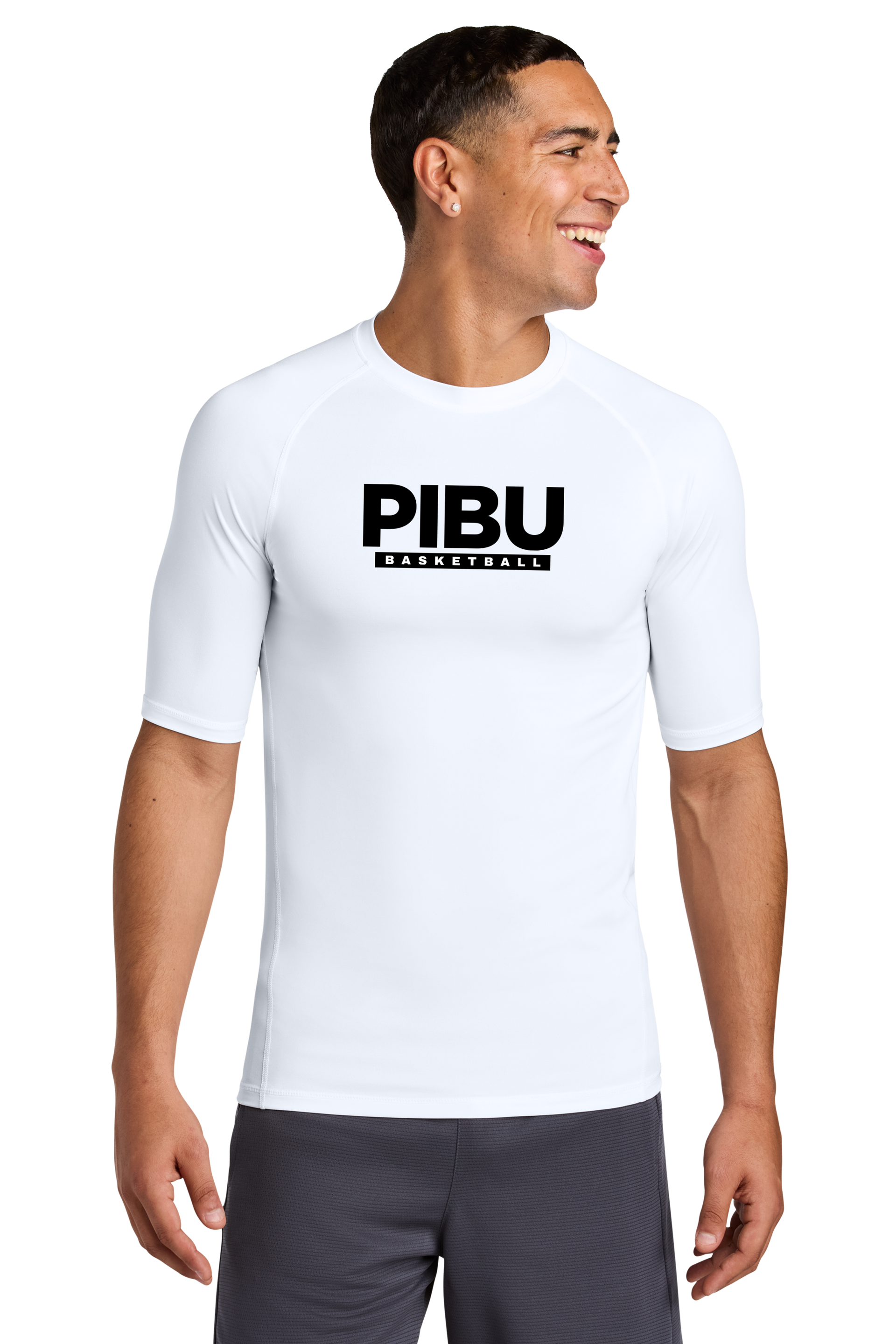 PIBU Basketball White Compression Shirt