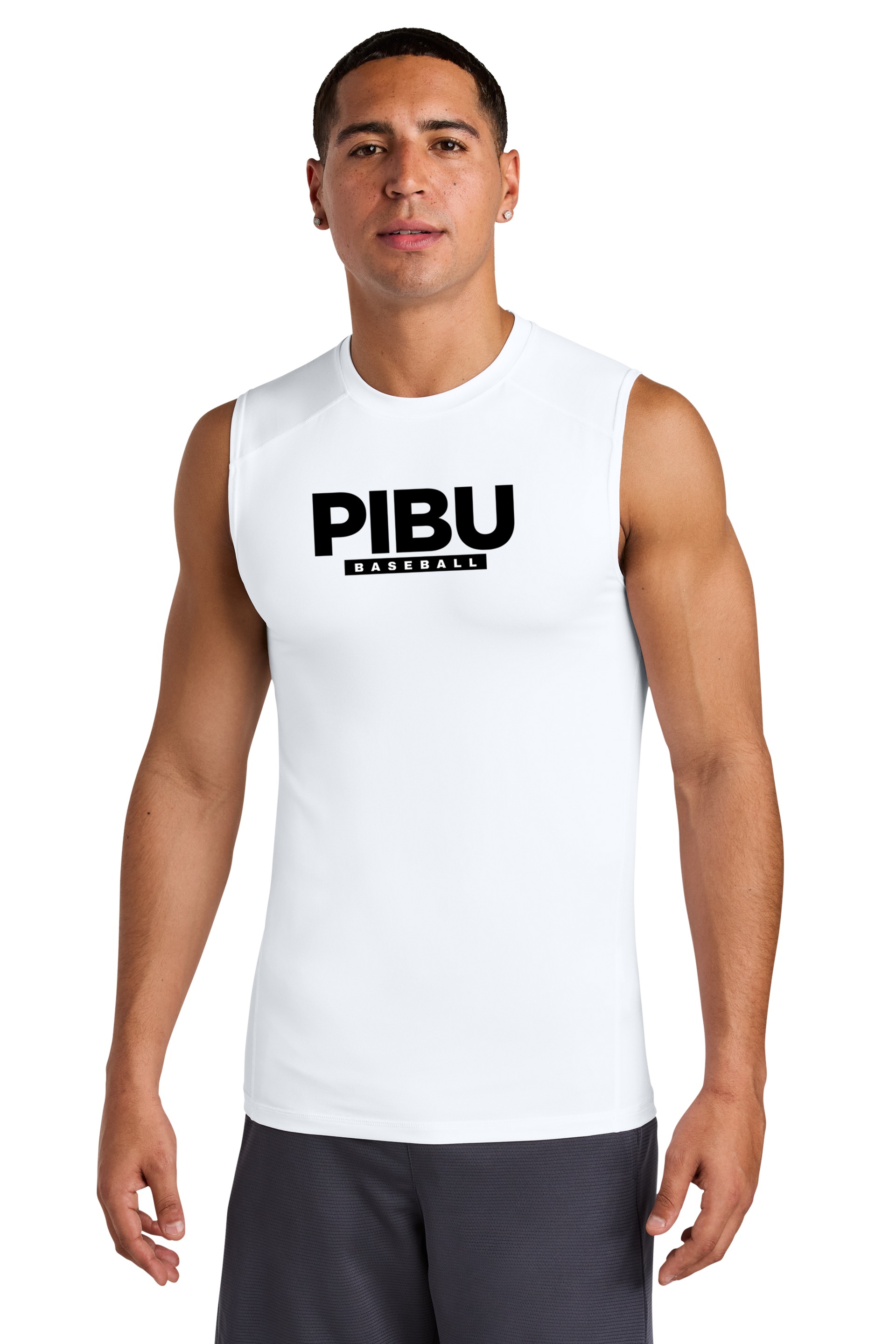 PIBU Baseball White Compression Sleeveless